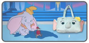 กระเป๋าสะพายผืนผ้าสีฟ้าอ่อนหน้าช้างดัมโบ้