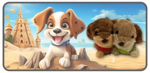 พวงกุญแจคู่แฝดสุนัขท่านอน