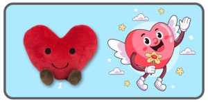 หัวใจสีแดงท่านั่งขนาด 7 นิ้ว