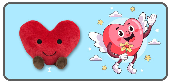 หัวใจสีแดงท่านั่งขนาด 7 นิ้ว