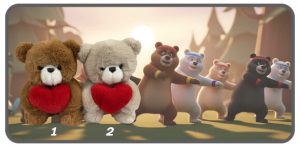 หมีสีน้ำตาลท่านั่งถือหัวใจสีแดง