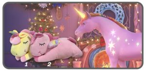 ยูนิคอร์นท่าหมอบข้างในมีผ้าห่ม