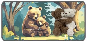 หมีสีน้ำตาลกอดกับหมีสีขาว