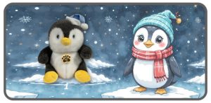 นกเพนกวินสีดำท่านั่งสวมหมวก